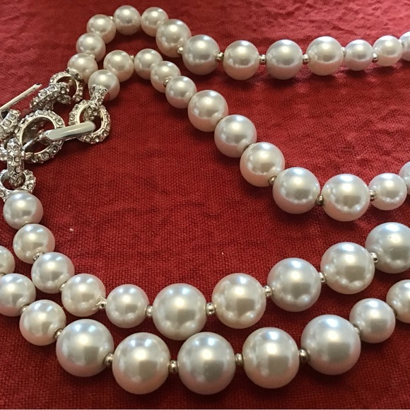 Anne Klein Faux Pearl & Rhinestone Necklace - Picture 3 of 11
